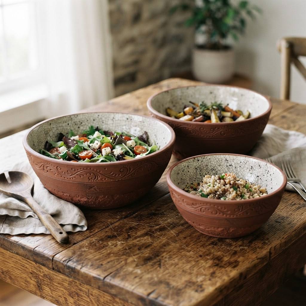 "Terracotta" Designer Deep Salad Bowl Set (3 pcs)