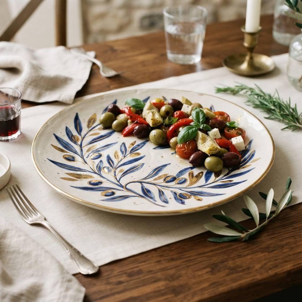 "Olive Branch" Large Premium Serving Plate