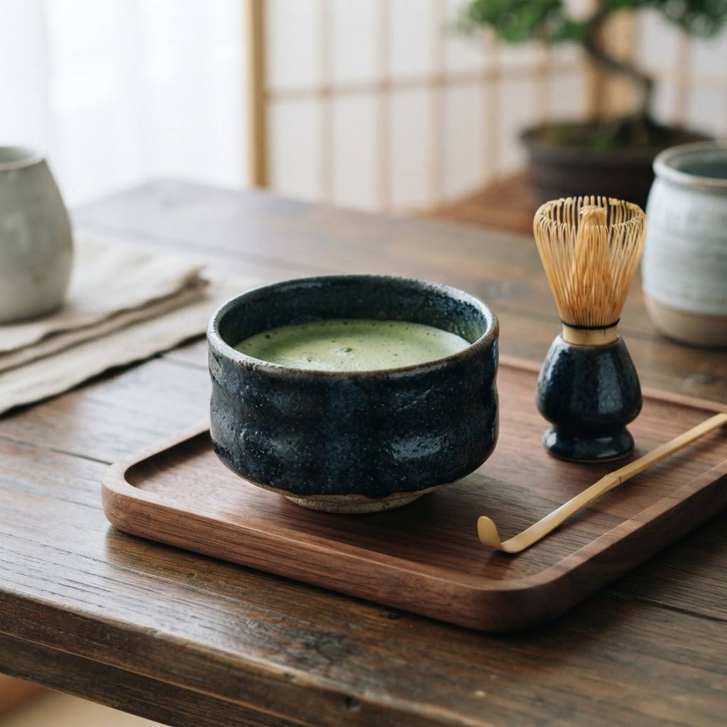 "Zen" Collector's Matcha Bowl with Wooden Tray